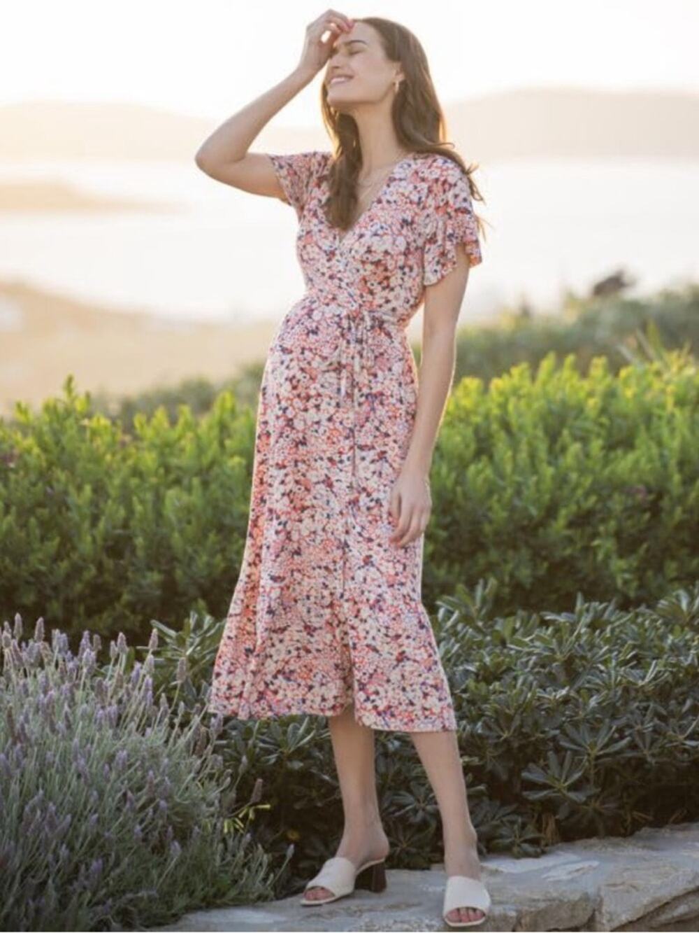 Seraphine Maternity Shivonne Floral Stretch Jersey Midi Wrap Dress US 16